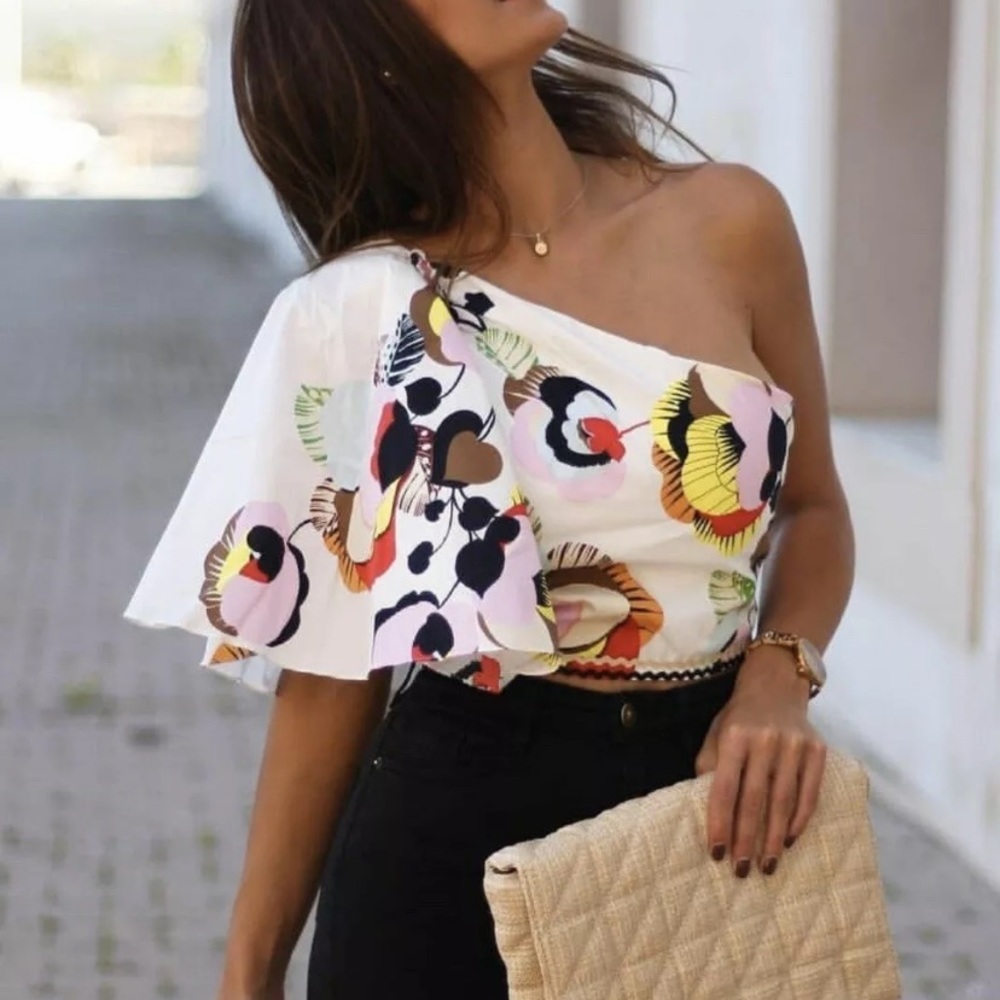 Zara floral assymetric crop top - Picture 6 of 9
